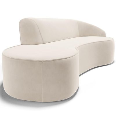 Sofá 4 Lugares Curvo Living Firenze Direito D02 Veludo Bege 260cm C-309 - Lyam