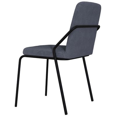 Kit 02 Cadeiras Estofada Para Sala De Jantar Loft Preto C01 Bouclê Nuvem - Lyam Decor