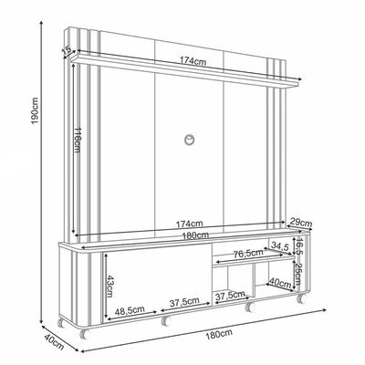 Estante Painel Para Tv 70 Pol Com Rodízios Linus B01 Cinamomo Off White - Lyam Decor