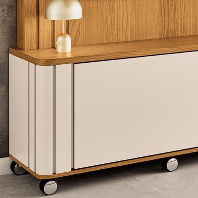 Estante Painel Para Tv 70 Pol Com Rodízios Linus B01 Cinamomo Off White - Lyam Decor