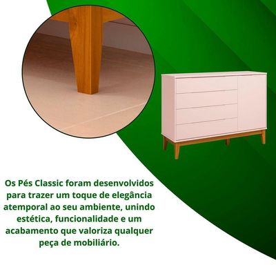 Comoda Sapateira Elfe Classic 1 Porta 4 Gavetas Rosa Fosco - Moveisaqui