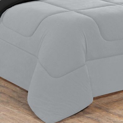 Kit Edredom Malha 100% Algodão Gran Moratta 3 Peças Queen - Cinza/Preto