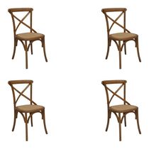 Kit 4 Cadeiras Decorativas Sala De Jantar Cozinha Danna Rattan Natural Bétula- Gran Belo