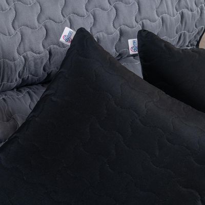 Par de Capas de Almofada Shield Dupla Face Hipercal 100% Poliéster - Cinza/Preto