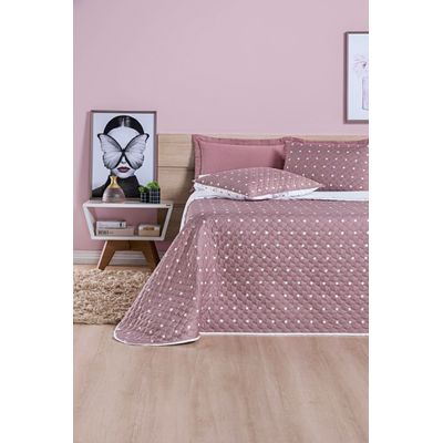 Cobre Leito 200 Fios Petit Poá  King 03 Peças - Rose
