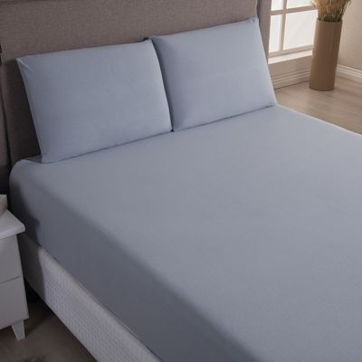 Jogo de Cama Lençol Sereno Casal em Malha Algodão - Cinza