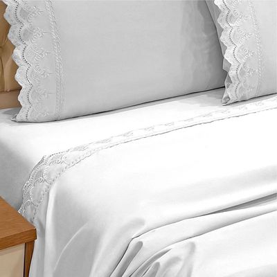 Jogo de Cama Lençol King Supremo Micropercal 300 Fios - Branco