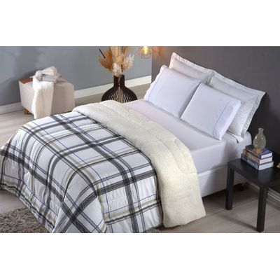 Coberdrom Sherpa/Percal 180 Fios Estampado Queen Gran Moratta 01 Peça - Positano