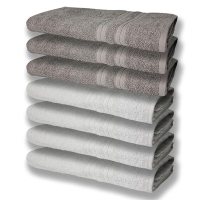 7 Toalhas Grande Sup 80x150 Itália Soft Beka - Branco/Cinza