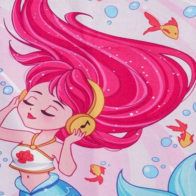 Toalha de Praia KazzaVip Microfibra 100% Poliéster Estampada Anti Areia Mermaid New 60cm x 110m Rosa