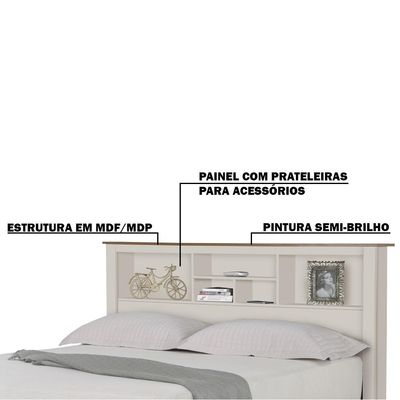 Cabeceira para Cama de Casal Cuba Off White - Gran Belo
