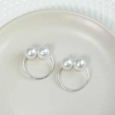 Kit 50 Anéis Para Guardanapos 4cm x 3cm Pérola Duplo Grande Mesa Posta - Prata
