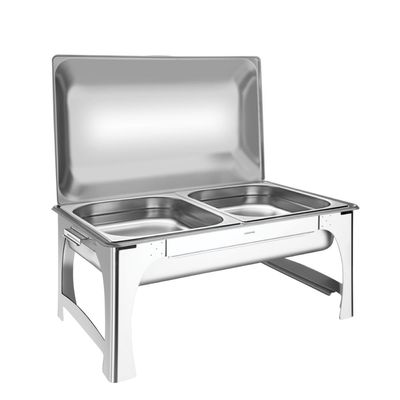 Rechaud Tramontina Retangular em Aço Inox Banho Maria Tampa Removível Cuba 1/2 8,4 L