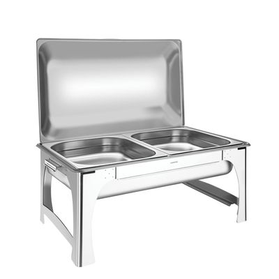 Rechaud Tramontina Retangular em Aço Inox Banho Maria Tampa Removível Cuba 1/2 8,4 L