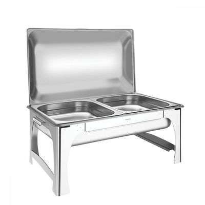 Rechaud Tramontina Retangular em Aço Inox Banho Maria Tampa Removível Cuba 1/2 8,4 L