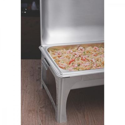 Rechaud Tramontina Retangular em Aço Inox Banho Maria Tampa Removível Cuba 1/2 8,4 L