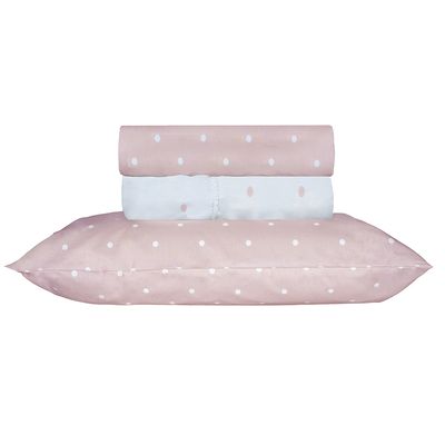 Jogo de Cama Duplo Queen 4 Peças Percal 180 Fios Petit Rosa Sonhare Prata