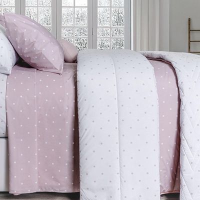 Jogo de Cama Duplo Queen 4 Peças Percal 180 Fios Petit Rosa Sonhare Prata