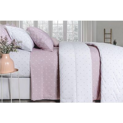 Jogo de Cama Duplo Queen 4 Peças Percal 180 Fios Petit Rosa Sonhare Prata