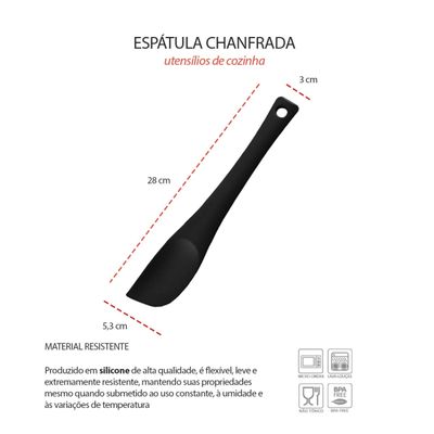 Espatula Chanfrada Colher Pincel Silicone Confeitaria 4un
