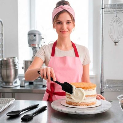Espatula Chanfrada Colher Pincel Silicone Confeitaria 4un