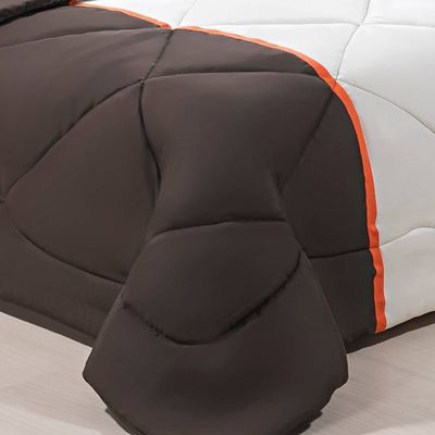 Enxoval Edredom + Jogo De Cama Queen Aconchego Premium 06 Peças - Marrom/ Palha
