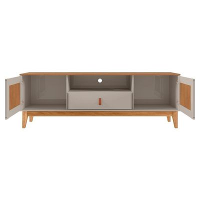 Rack Bancada Esmeralda 160cm Off White-cedro Para Tv Até 60” - Casa D Off White-cedro