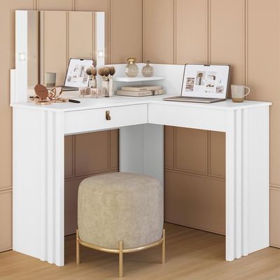 Penteadeira Camarim De Canto Glow 1 Gaveta Branco - Móveis Albatroz Branco
