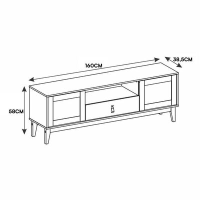 Rack Bancada Esmeralda 160cm Off White-cedro Para Tv Até 60” - Casa D Off White-cedro