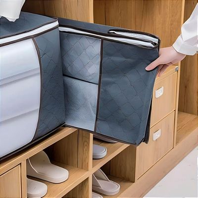 Saco Organizador Bolsa Roupas Cobertas Multifuncional Com Alças Reforçadas E Zíper – Roupas, Closet E Armário Cinza