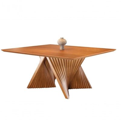 Mesa De Jantar Madeira Maciça Base Torcida Topázio Harmonia