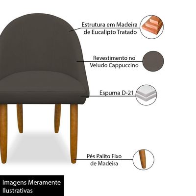Kit 04 Cadeiras Decorativa Estofada Para Sala Recepção Cozinha Lua Star Veludo Bege Do Lar Móveis E Decoração