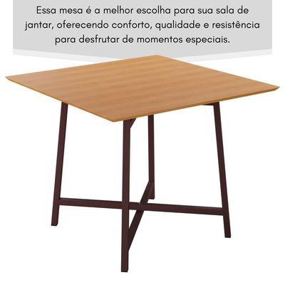 Mesa Quadrada 90x90cm Modelo Festa - Base Marrom