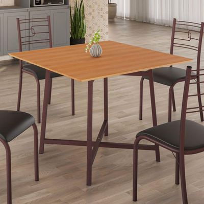 Mesa Quadrada 90x90cm Modelo Festa - Base Marrom