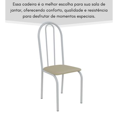 Kit 4 Cadeiras Ilhabela Estrutura Em Aço Branco Tecido Creme