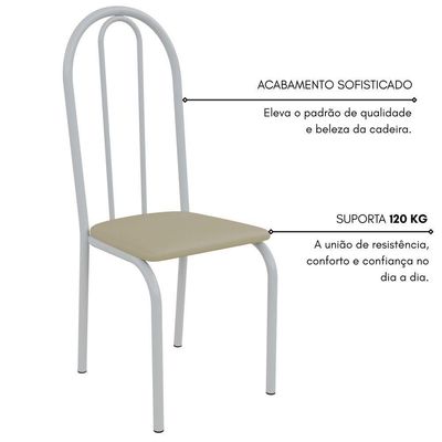 Kit 4 Cadeiras Ilhabela Estrutura Em Aço Branco Tecido Creme