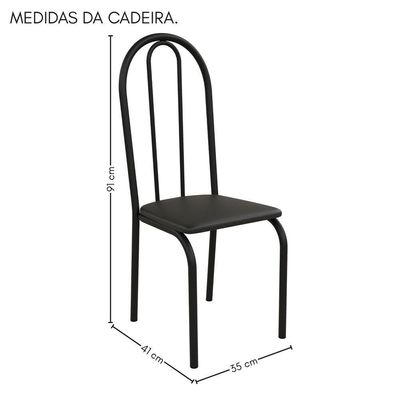 Kit 4 Cadeiras Ilhabela Estrutura Em Aço Preto Tecido Preto