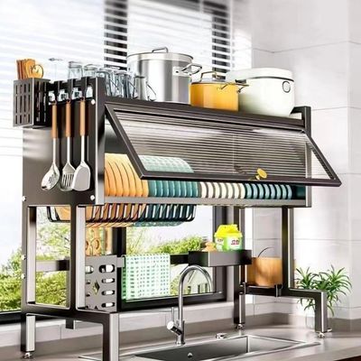Escorredor Loucas Suspenso Organizador Multifuncional Armario Porta Rack Inox