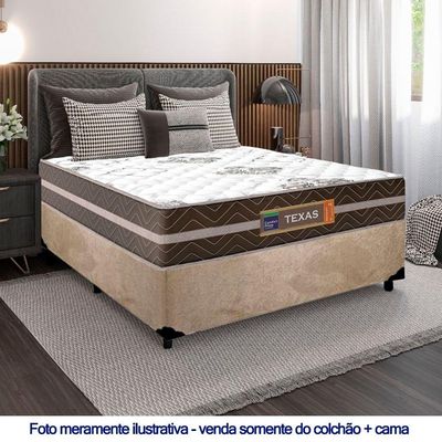 Cama Box Casal Suede + Colchão Molas Ensacadas Texas Prime Colchões 138cm Bege - Suporta Até 120 Kg Por Pessoa