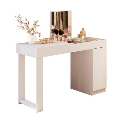 Escrivaninha Penteadeira Love 2 Gavetas com Espelho MDF Branco