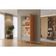 Cristaleira Adega Premium MDF com Iluminação Interna e Prateleiras de Vidro Off White