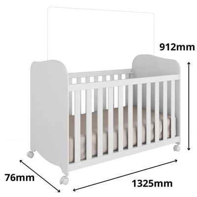Berço Americano Infantil Uli 100% MDF para Bebês com Rodízios Certificado do Inmetro Branco