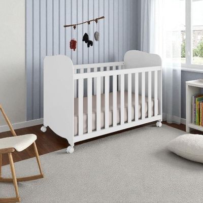 Berço Americano Infantil Uli 100% MDF para Bebês com Rodízios Certificado do Inmetro Branco