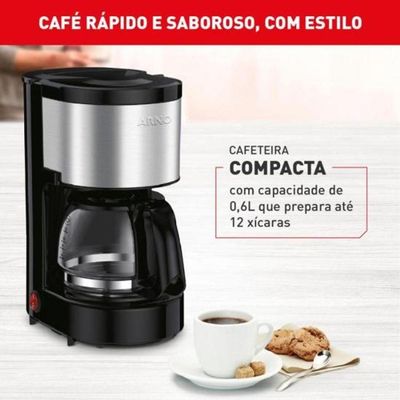 Cafeteira Elétrica Filtro Arno Perfectta Inox Plástico 15 Xícaras Preto 110V