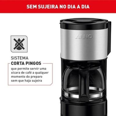 Cafeteira Elétrica Filtro Arno Perfectta Inox Plástico 15 Xícaras Preto 110V