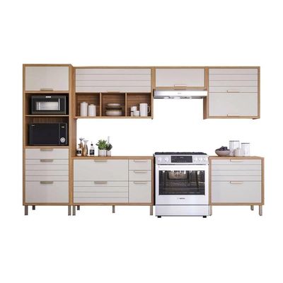 Kit Cozinha Modulada Eloise CZ023 2 Portas 2 Gavetas Cinamomo Platina