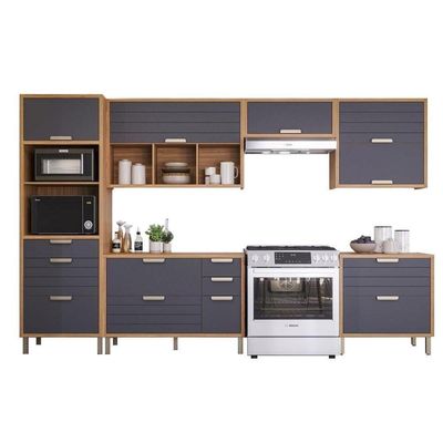 Kit Cozinha Modulada Eloise CZ023 2 Portas 2 Gavetas Cinamomo Platina