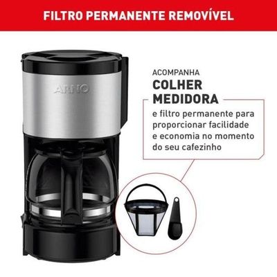 Cafeteira Elétrica para Café Arno Perfectta Inox em Aço Inox para 15 Xícaras 110V
