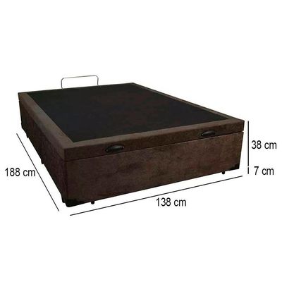 Cama Box Baú Casal Suede Mega Cama 138x188x45 Marrom