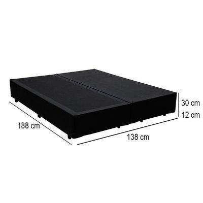 Cama Box Casal Bipartido Sintético Mega Cama Preto 138x188x42cm